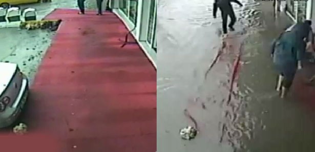 İş yerinin önü 5 dakikada bu hale geldi