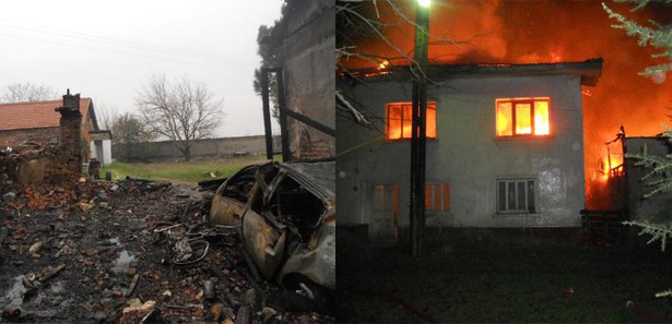 Odunlukta çıkan yangın 2 ev,1 arabayı kül etti