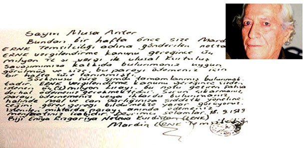 Anter'e PKK tehdidinin belgesi