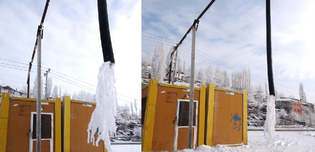 İtfaiyenin hortumu bile dondu!