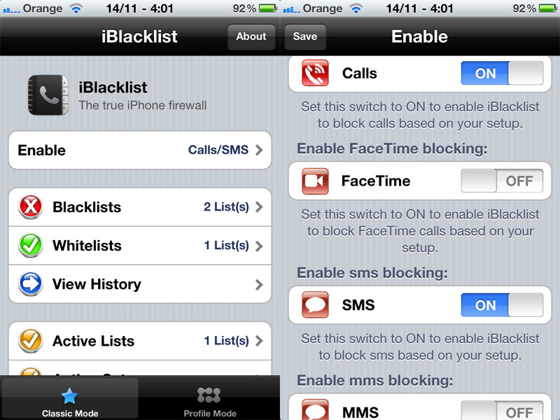 Смс активити. Программа для джейлбрейка iphone. Iphone Blacklist. SMS activity. Mode profiles.