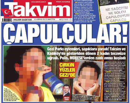 Takvim'den Gezi eylemcilerini kızdıracak manşet