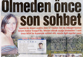 Uçak kazasından 'geyik' manşet