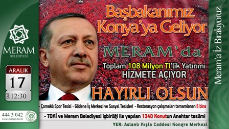 Başbakan Erdoğan Meram’da tesisler açacak