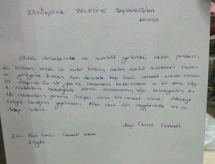 Kapu Camii Cemaatinden Belediyeye Mektup var