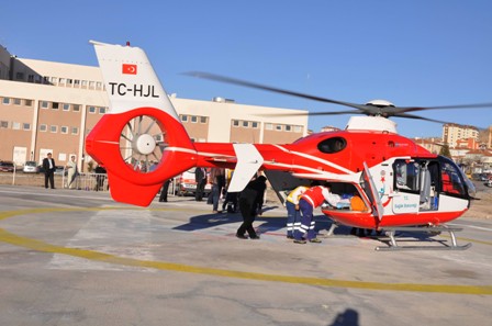 Hava ambulansı  ile Konya’ya geldi
