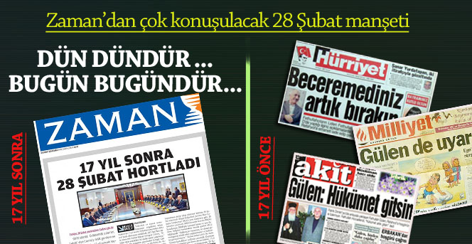 Zaman'ın 28 Şubat manşeti