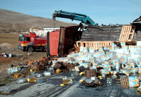 Kamyonlar çarpıştı: 1 ölü 3 yaralı