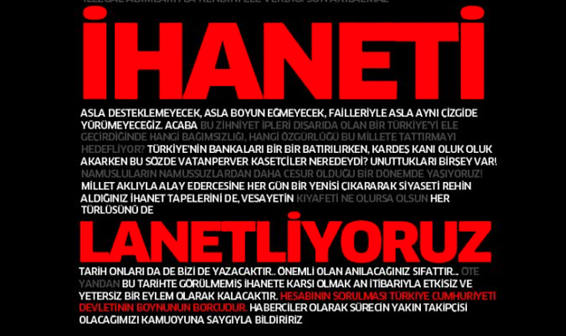 Tape ihanetine medyadan ortak bildiri