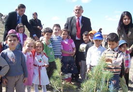 Anaokulu öğrencileri fidan dikti