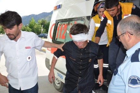 Yanında çalışan stajyerin kulağını ısırarak hastanelik etti