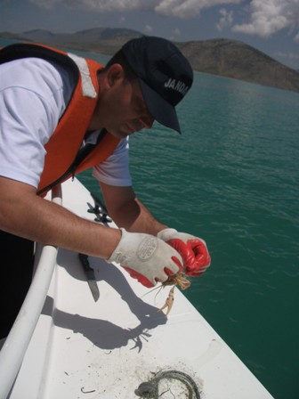 Beyşehir gölünde kafes ağ ele geçirildi