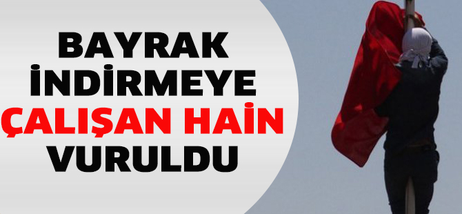 Bayrak indirmeye çalışan hain vuruldu