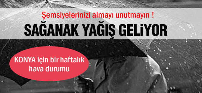 Konya'da sıcaklık 1-2 derece azalacak, sağanak yağış geliyor