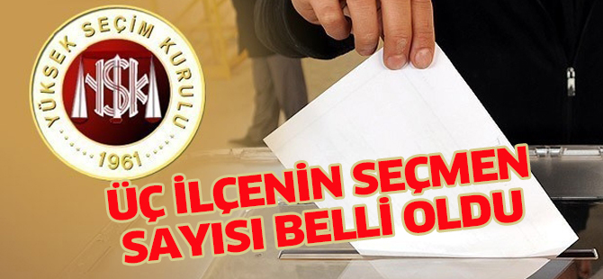 Üç İlçenin seçmen sayısı belli oldu