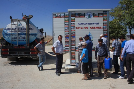 Karatay'ın uzak mahallelerine koruma kabinli tatlı su depoları yerleştiriliyor