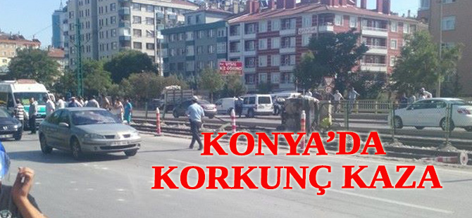 Konya'da araç tramvay yoluna uçtu
