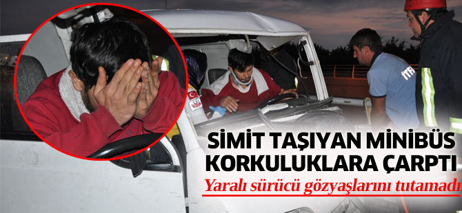 Konya’da simit taşıyan minibüs korkuluklara çarptı: 1 yaralı