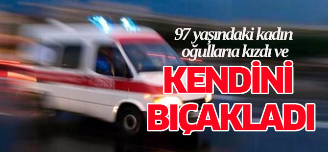 Çocuklarına kızdı kendini bıçakladı