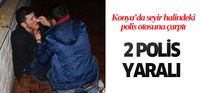 Konya'da Polis Otosuna Otomobil Çarptı: 2 Polis Yaralı