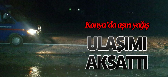 Konya'da yağış ulaşımı aksattı