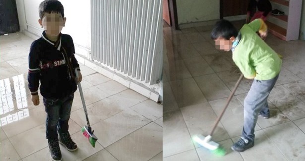 İlkokulda öğrencilere temizlik yaptırıldı