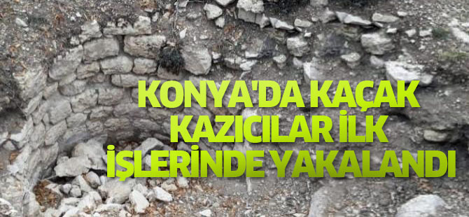 Jandarma, Konya'da kaçak kazıcıları ilk işlerinde yakaladı