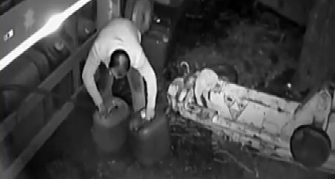 Mazot hırsızı kamerada