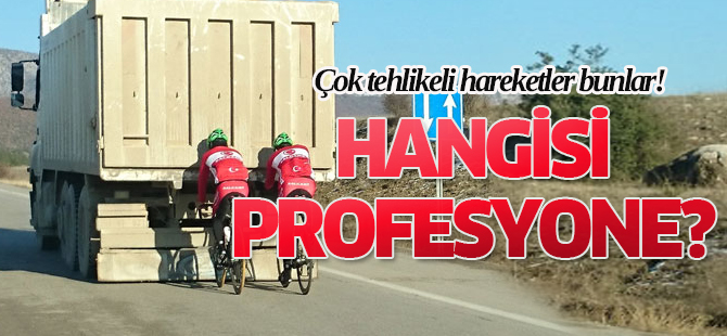 Sarıkamış bisikletçilerinden tehlikeli hareketler