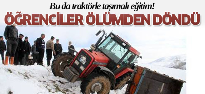 Traktör devrildi öğrenciler ölümden döndü