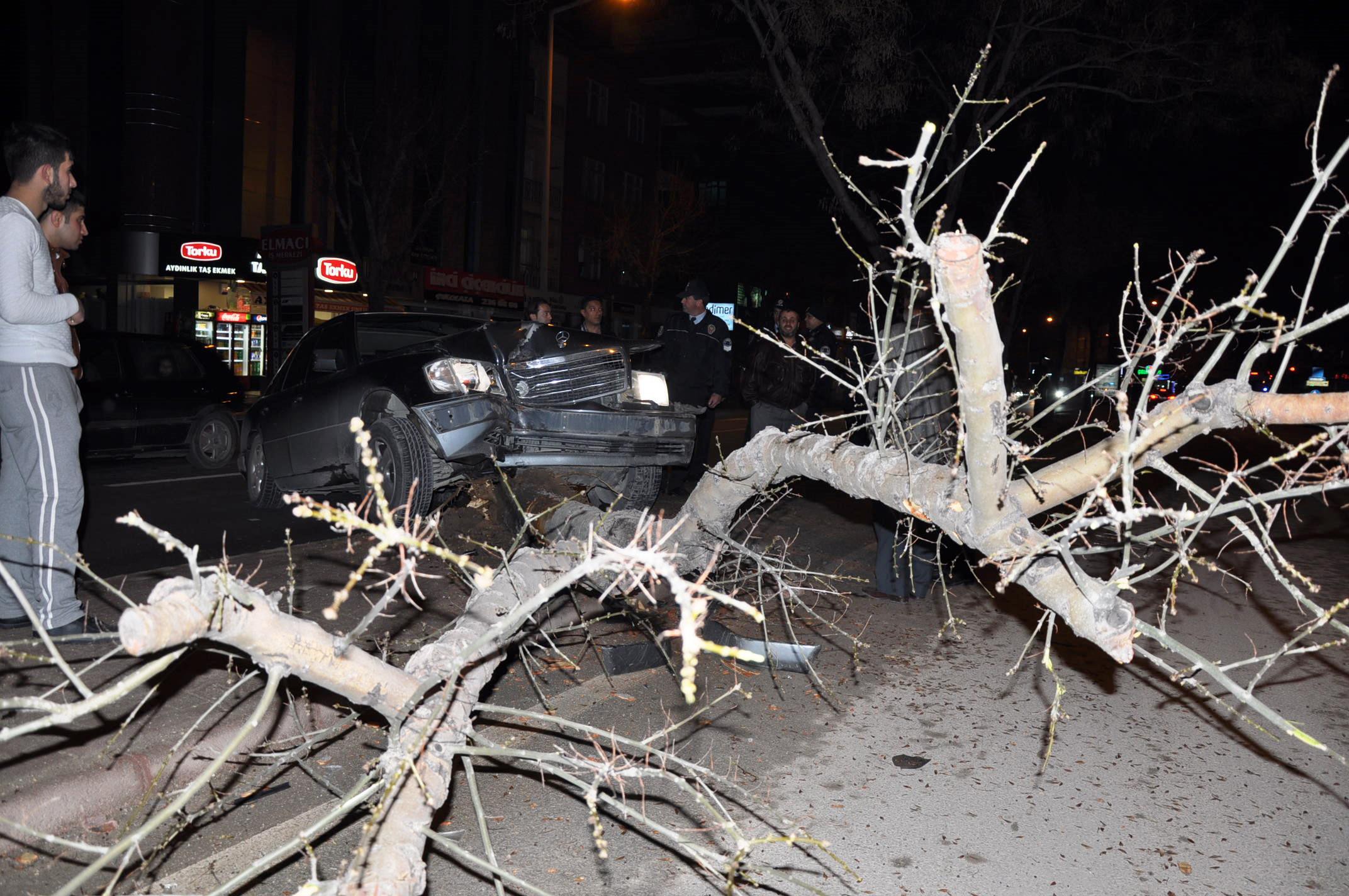 Sürücü ağaca çarptı, otomobili bırakıp kaçtı