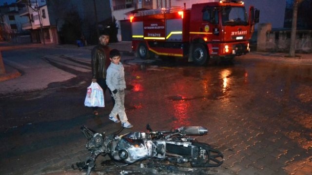 Konya'da Yanan Motosiklet Kullanılamaz Hale Geldi