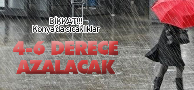 Konya'da Sıcaklık 4-6 Derece Azalacak