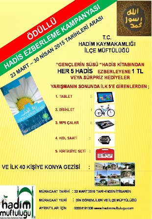 Hadim İlçe Müftülüğü'nden hadis kampanyası