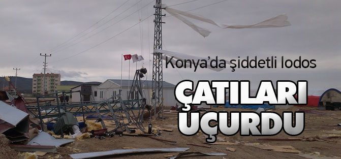 Konya'da cezaevi inşaatının çatısını uçurdu