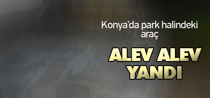 Konya'da park halindeki otomobilde yangın