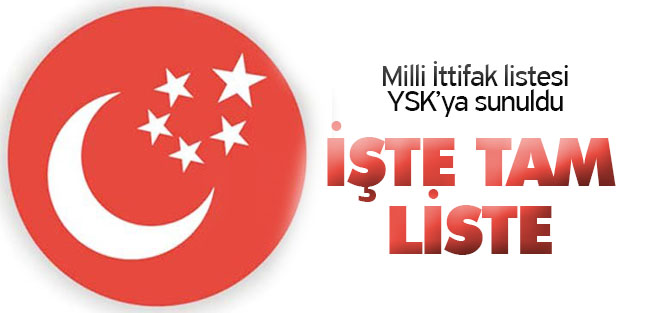 İşte Milli İttifak'ın listesi (TAM LİSTE)
