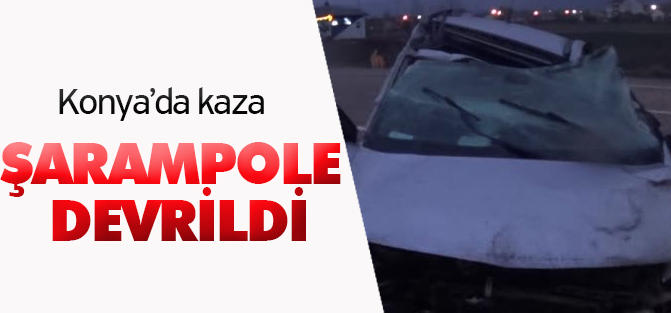 Konya'da Otomobil Şarampole Devrildi