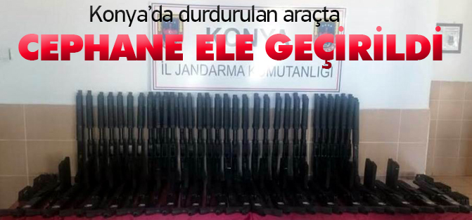 Konya'da durdurulan araçta pompalı tüfek ele geçirildi