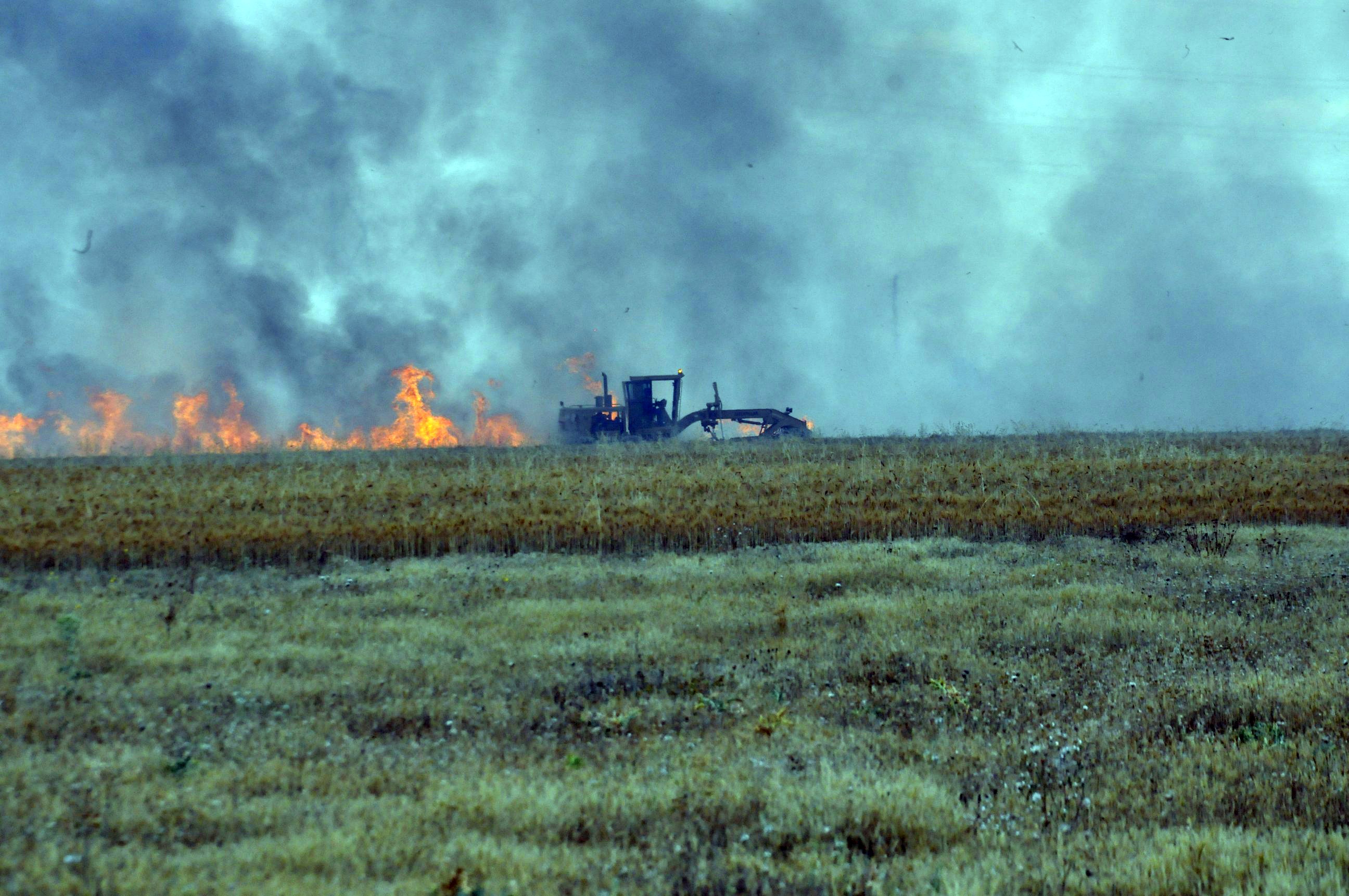 Konya'da buğday tarlalarında yangın