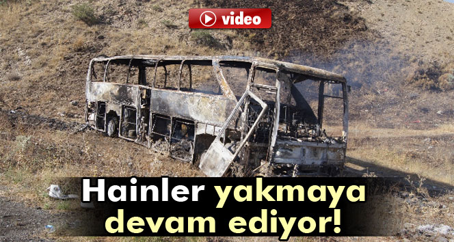 Yol kesen teröristler araçları ateşe verdi