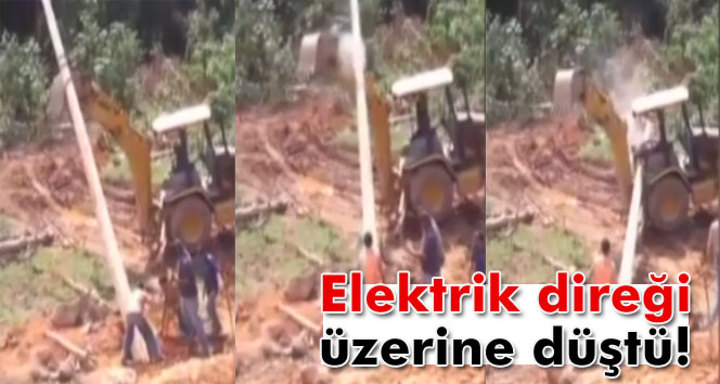 Elektrik direği üzerine düştü