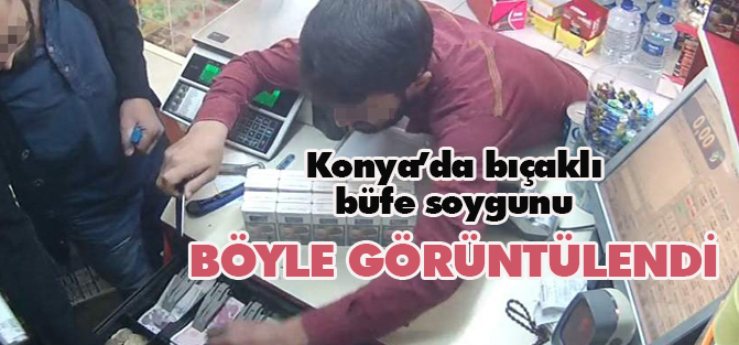 Bıçaklı büfe soygunu güvenlik kamerasında