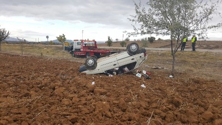 Otomobil tarlaya devrildi: 2 yaralı