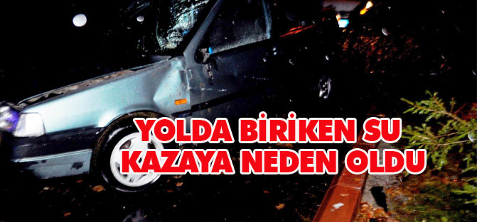 Yolda biriken su kazaya neden oldu