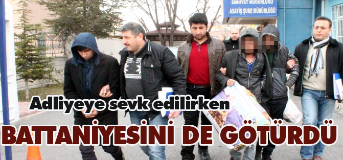 Adliyeye sevk edilirken battaniyesini de götürdü