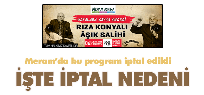 Meram'da Rıza Konyalı ve Aşık Salihi konseri iptal