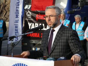 Kayseri'den Bayırbucak Türkmenlerine 4 tırlık yardım