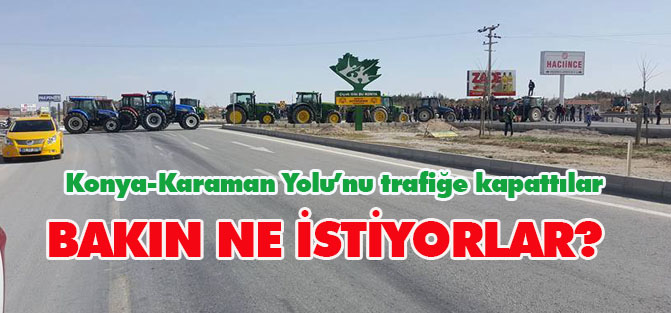 Konya'da yol kapatma eylemi...