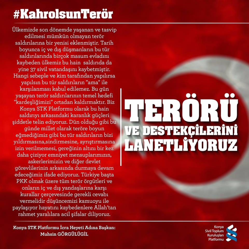 Konya STK'larından teröre tepki